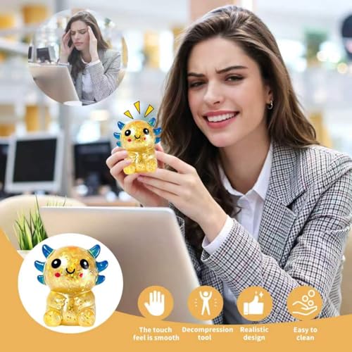 UXEWOIZ Orange Axolotl Stress Ball – Soft Squeeze Toy for Hand Fidgeting and Relaxation