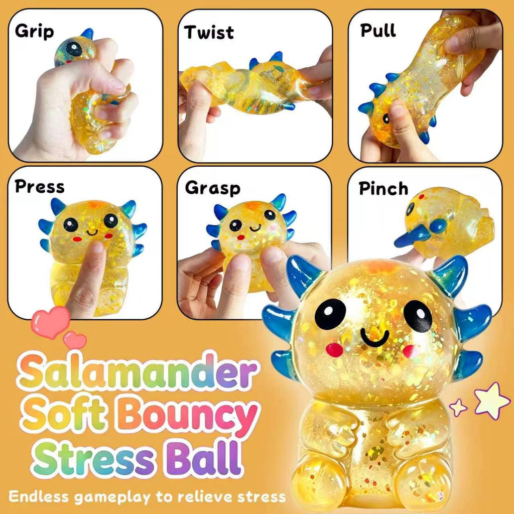 UXEWOIZ Orange Axolotl Stress Ball – Soft Squeeze Toy for Hand Fidgeting and Relaxation