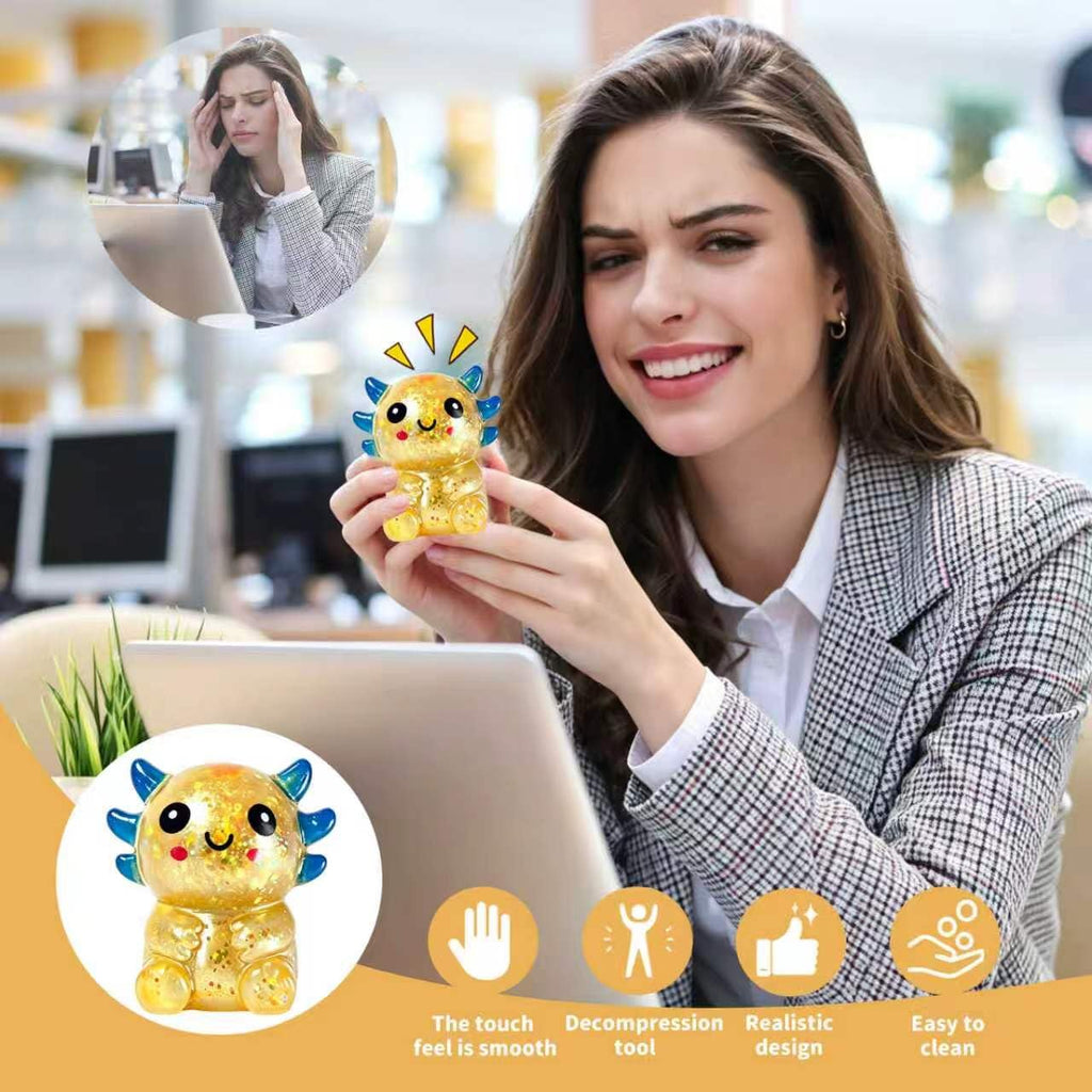 UXEWOIZ Orange Axolotl Stress Ball – Soft Squeeze Toy for Hand Fidgeting and Relaxation