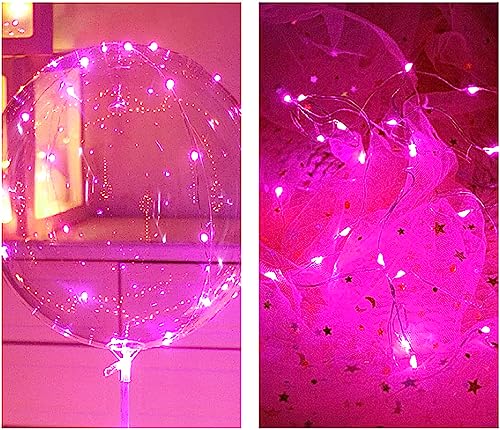 UZER 10-Pack Pink LED Balloons - 20 Inch Glow Bubble Balloons for Parties, Weddings, Birthdays & More