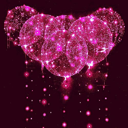 UZER 10-Pack Pink LED Balloons - 20 Inch Glow Bubble Balloons for Parties, Weddings, Birthdays & More