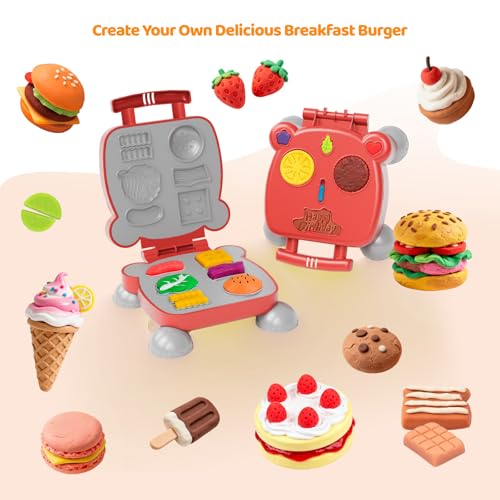 Vaike kauss 41-Piece Dough Toy Set for Kids – Burger, Ice Cream, Cookie Molds, Roller, Cutters & Storage Bag