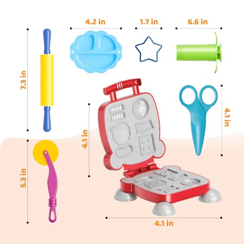 Vaike kauss 41-Piece Dough Toy Set for Kids – Burger, Ice Cream, Cookie Molds, Roller, Cutters & Storage Bag