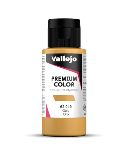 Vallejo Premium Color RC Gold 60ml – Metallic Matte Acrylic Polyurethane Paint for Airbrush