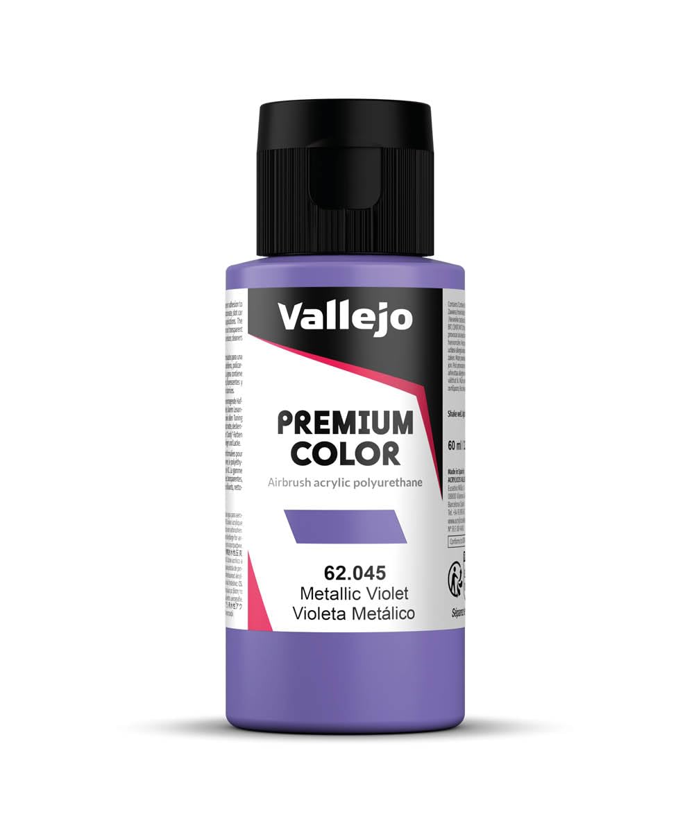 Vallejo Premium Color RC Metallic Violet 60ml - Water-Based Acrylic Polyurethane Paint for Airbrushing Models and RC Bodies