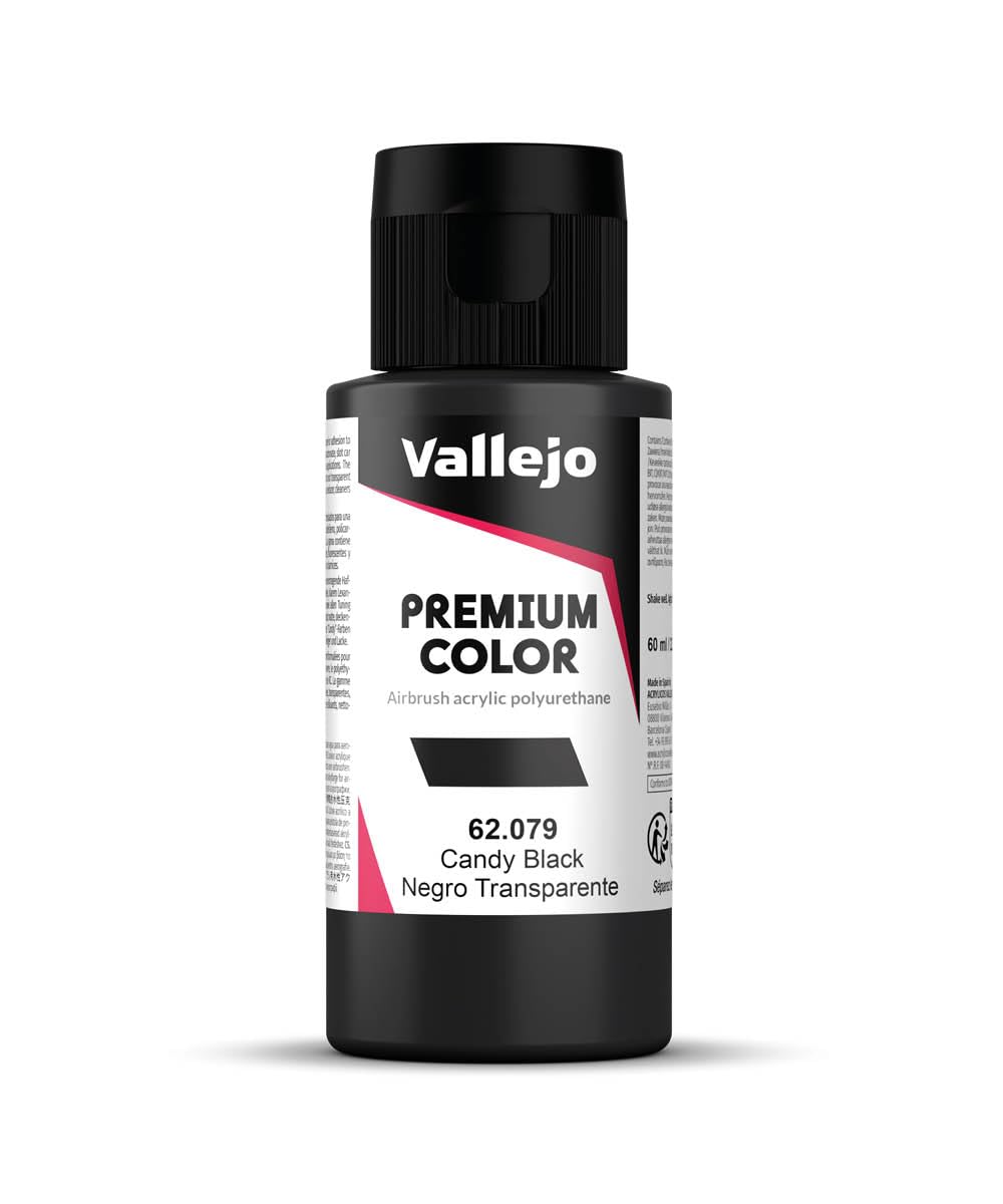 Vallejo Premium RC Candy Black 60ml Airbrush Paint – Acrylic-Polyurethane Hybrid for Models