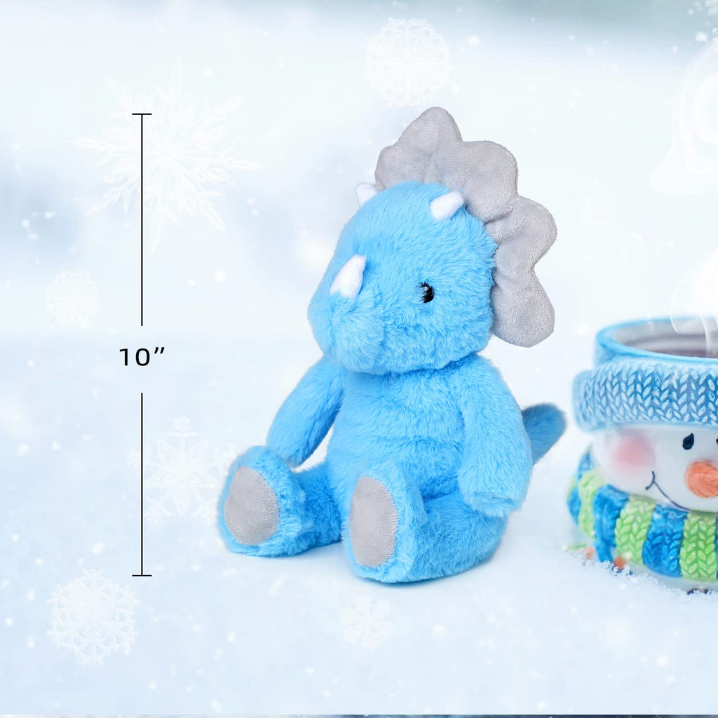 VANLINNY Blue Triceratops Stuffed Animal - 9 Inch Soft Plush Dinosaur Toy for Kids