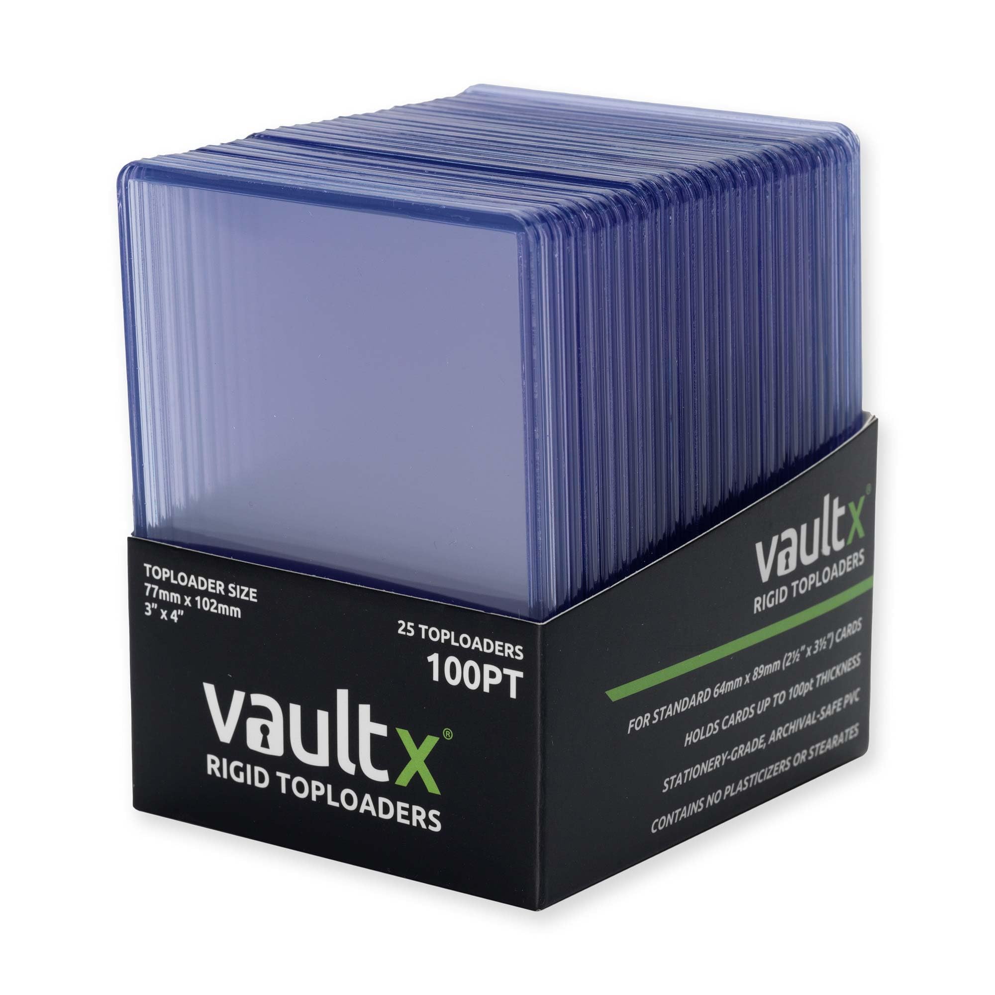 Vault X 100pt Rigid Toploaders (25 Pack) – Clear Seamless Card Holders for TCG & Sports Cards