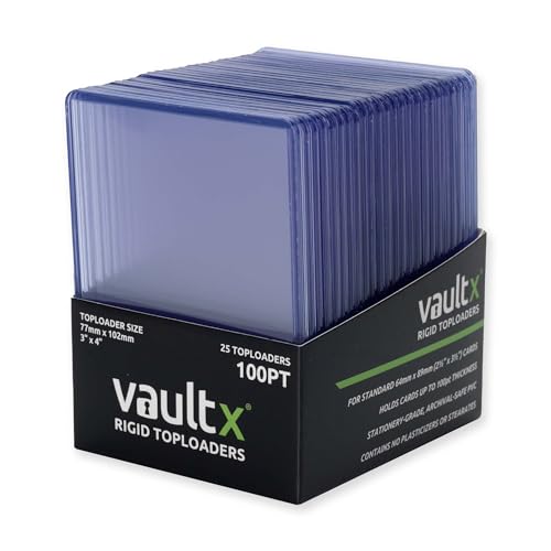 Vault X 100pt Rigid Toploaders (25 Pack) – Clear Seamless Card Holders for TCG & Sports Cards