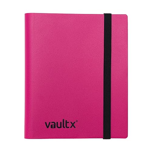 Vault X 4 Pocket Pink Strap Binder – Holds 160 Trading Cards with Side-Loading Pages