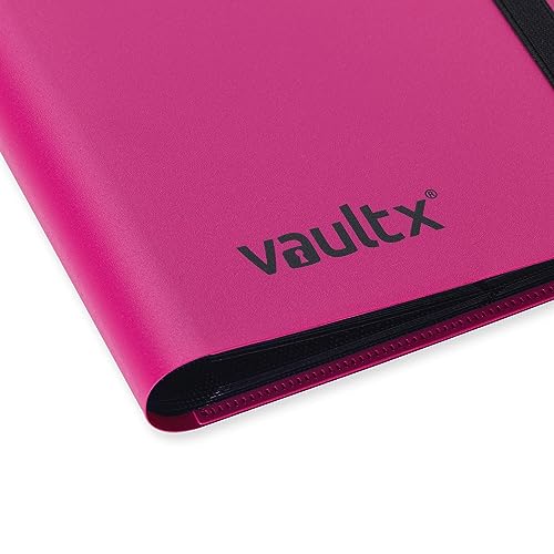 Vault X 4 Pocket Pink Strap Binder – Holds 160 Trading Cards with Side-Loading Pages