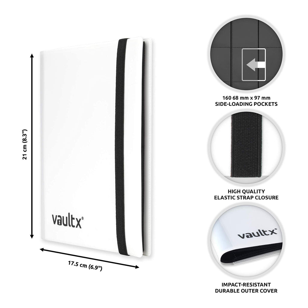 Vault X 4 Pocket Standard Strap Binder - Holds 160 Trading Cards, White