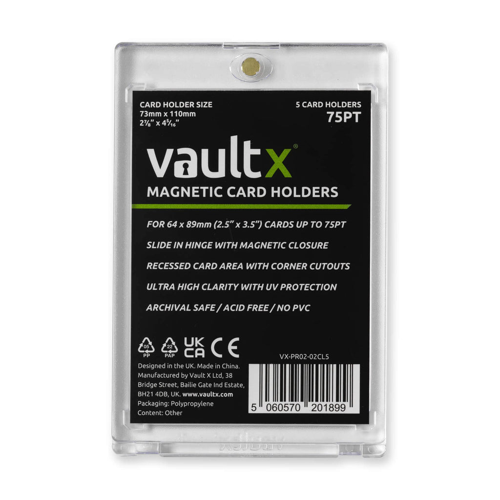 Vault X 75pt Magnetic Card Holders (5 Pack) – Clear UV-Protective One-Touch Cases