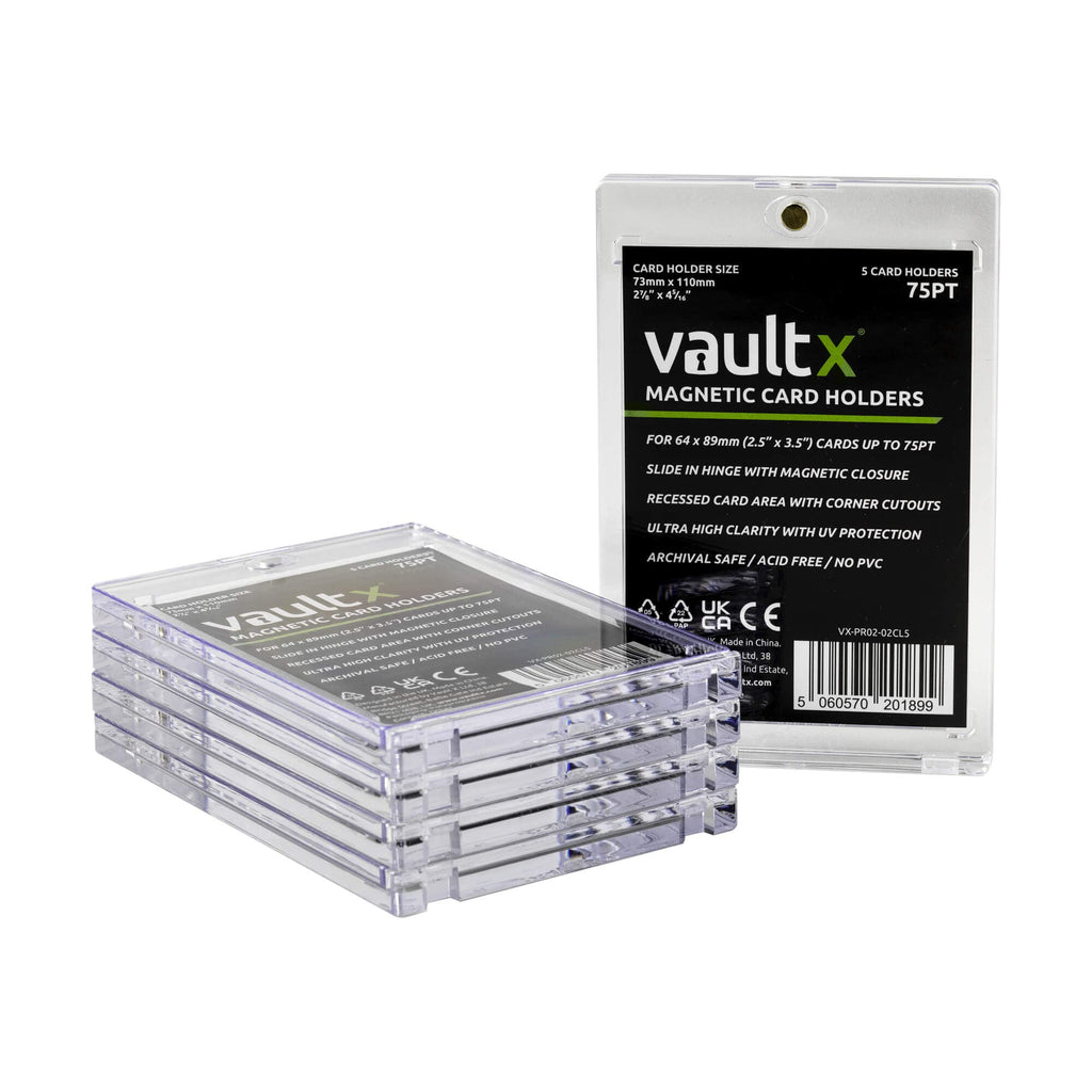 Vault X 75pt Magnetic Card Holders (5 Pack) – Clear UV-Protective One-Touch Cases