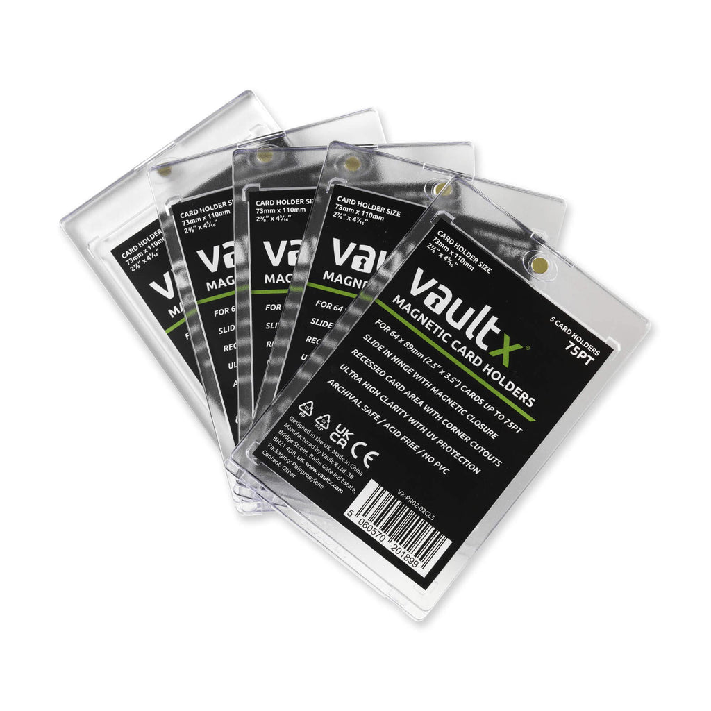 Vault X 75pt Magnetic Card Holders (5 Pack) – Clear UV-Protective One-Touch Cases