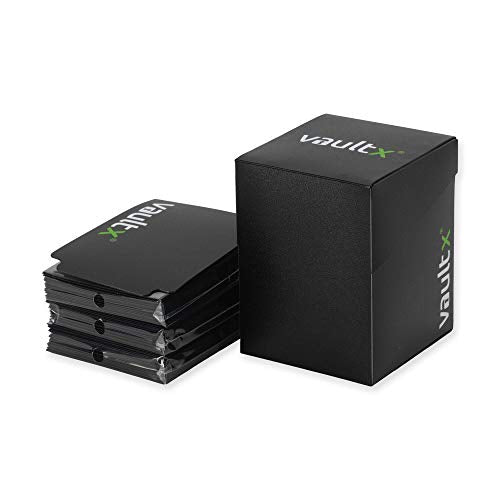 Vault X Large Deck Box with 150 Sleeves - Fits 100+ Sleeved Trading Cards (Black)