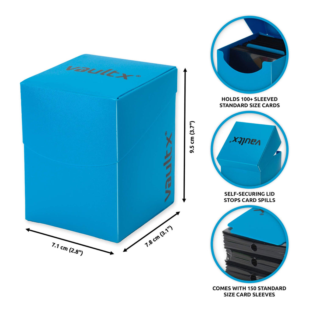 Vault X Large Standard Deck Box (Blue) - Includes 150 Sleeves and Divider | Fits 100+ Sleeved Cards