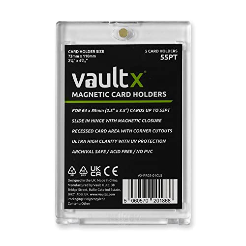 Vault X Magnetic Card Holder 55pt (5-Pack) – Clear One Touch Hard Case with UV Protection for Trading Cards
