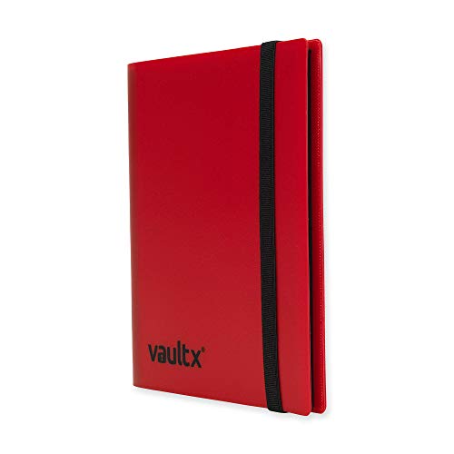 Vault X Red 4-Pocket Strap Binder – Holds 160 Cards, Side-Loading Pages, Non-PVC