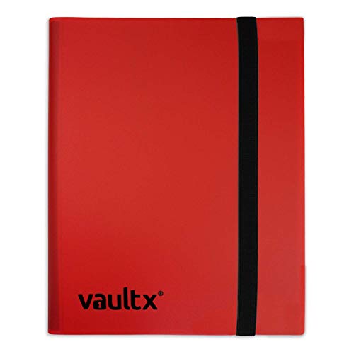 Vault X Red 4-Pocket Strap Binder – Holds 160 Cards, Side-Loading Pages, Non-PVC