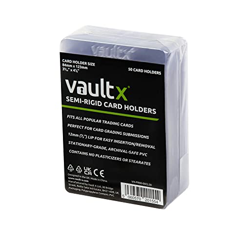 Vault X Semi-Rigid Trading Card Holders 50-Pack Clear Hard Sleeves for Grading