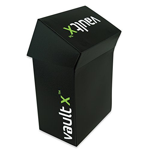 Vault X Small Deck Box - Holds 60+ Sleeved Cards, Includes 100 Black Sleeves & Divider (Black)