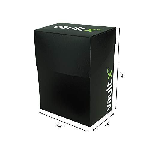 Vault X Small Deck Box - Holds 60+ Sleeved Cards, Includes 100 Black Sleeves & Divider (Black)