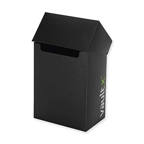 Vault X Small Deck Box - Holds 60+ Sleeved Cards, Includes 100 Black Sleeves & Divider (Black)