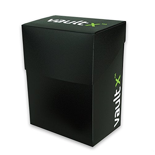 Vault X Small Deck Box - Holds 60+ Sleeved Cards, Includes 100 Black Sleeves & Divider (Black)