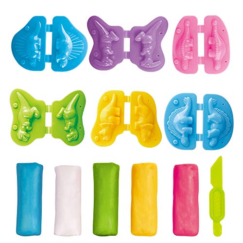 VConejo Dinosaur Dough Playset – Color Dough Accessories with Shape Makers & Plastic Knife for Toddlers Ages 3+