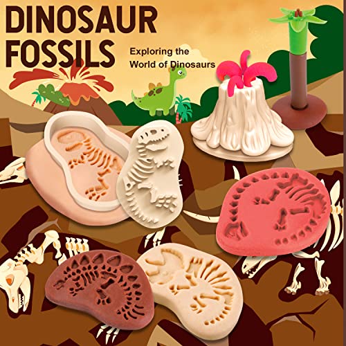 VConejo Dinosaur Fossil Dough Set – 13-Piece Color Clay Kit for Kids Ages 4-8