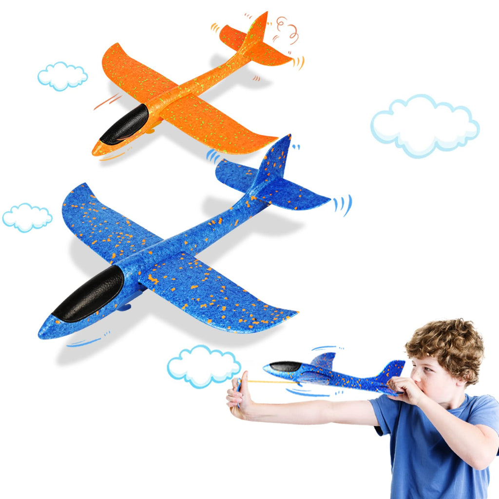 VCOSTORE 2 Pack Catapult Foam Airplanes - 13.3'' EPP Glider Planes for Kids, Dual Flight Modes, Waterproof Outdoor Toy for Ages 3-12