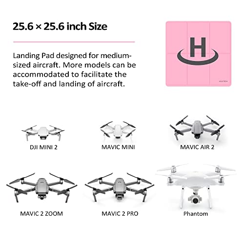 VCUTECH 25-Inch Weighted Drone Landing Pad – Waterproof PU PVC, Double-Sided, Portable for DJI Mini 3 Pro, Mavic 3, Air 2/2S, Mini 2, FPV, Avata (Pink)