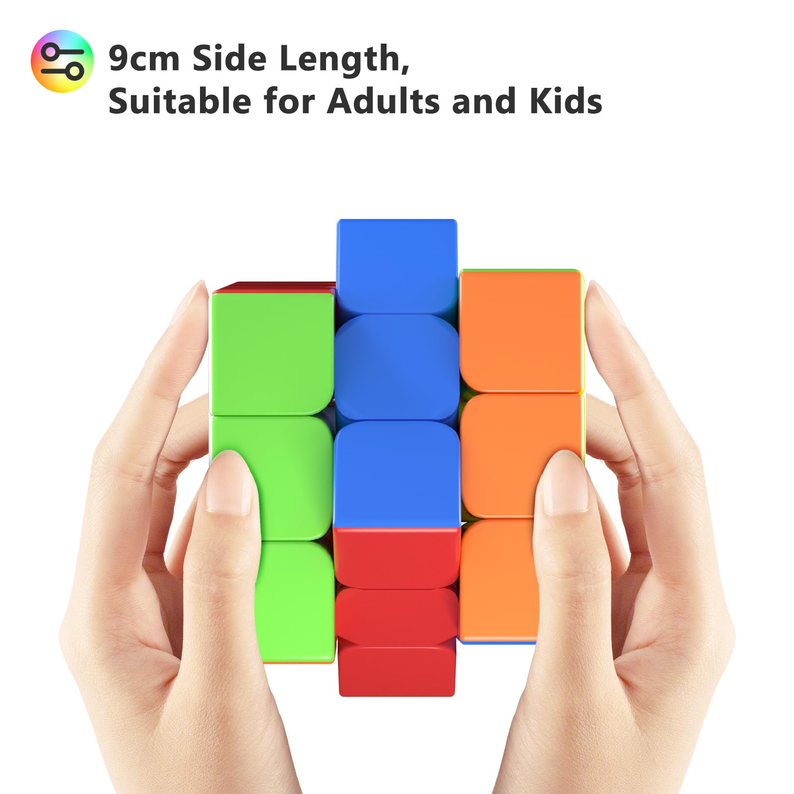 Vdealen 3.54 Inch Big Speed Cube 3x3x3 – Stickerless Smooth Magic Puzzle for Kids and Adults