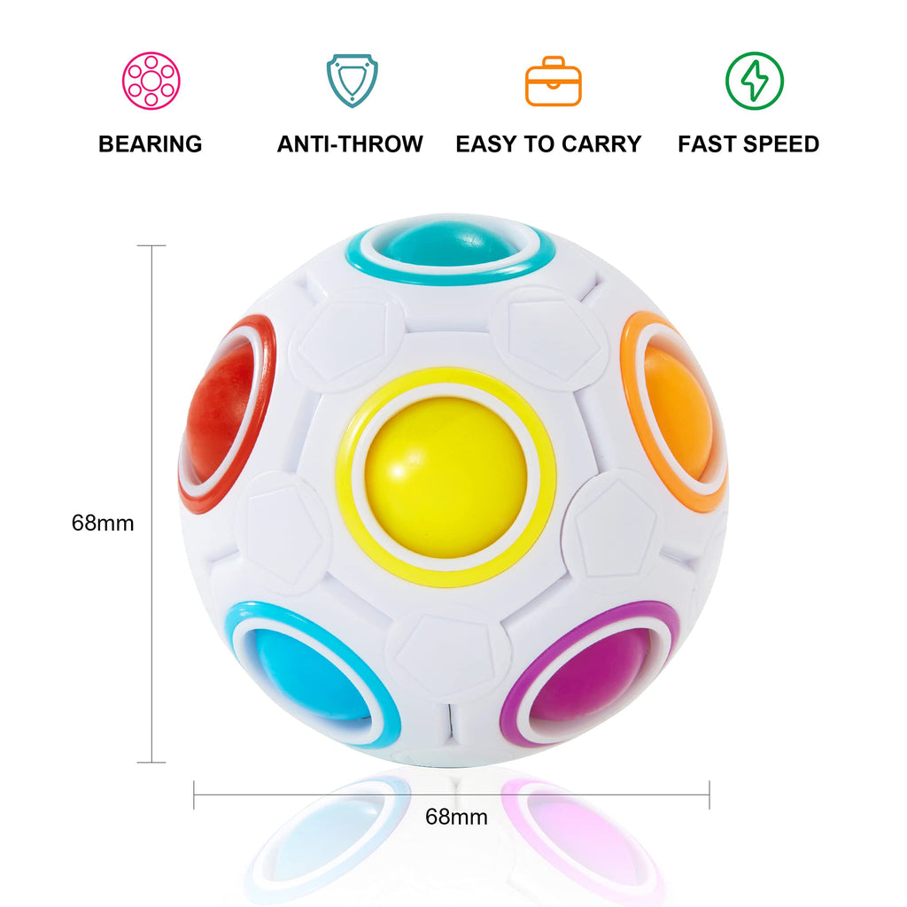 Vdealen Magic Rainbow Puzzle Ball 2-Pack - Brain Teaser Fidget Toy for Kids Teens Adults - Portable Stress Relief Toy