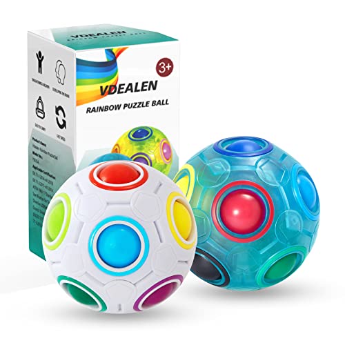Vdealen Magic Rainbow Puzzle Ball 2-Pack - Brain Teaser Fidget Toy for Kids Teens Adults - Portable Stress Relief Toy