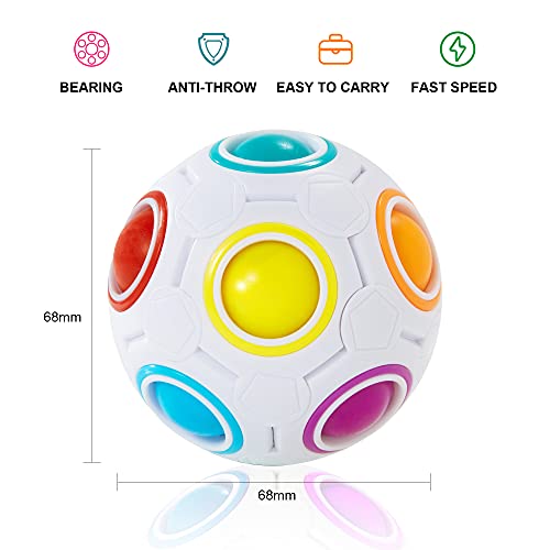 Vdealen Magic Rainbow Puzzle Ball 2-Pack - Brain Teaser Fidget Toy for Kids Teens Adults - Portable Stress Relief Toy