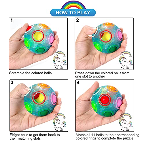 Vdealen Magic Rainbow Puzzle Ball 2-Pack – Brain Teaser Fidget Toy for Kids Teens Adults