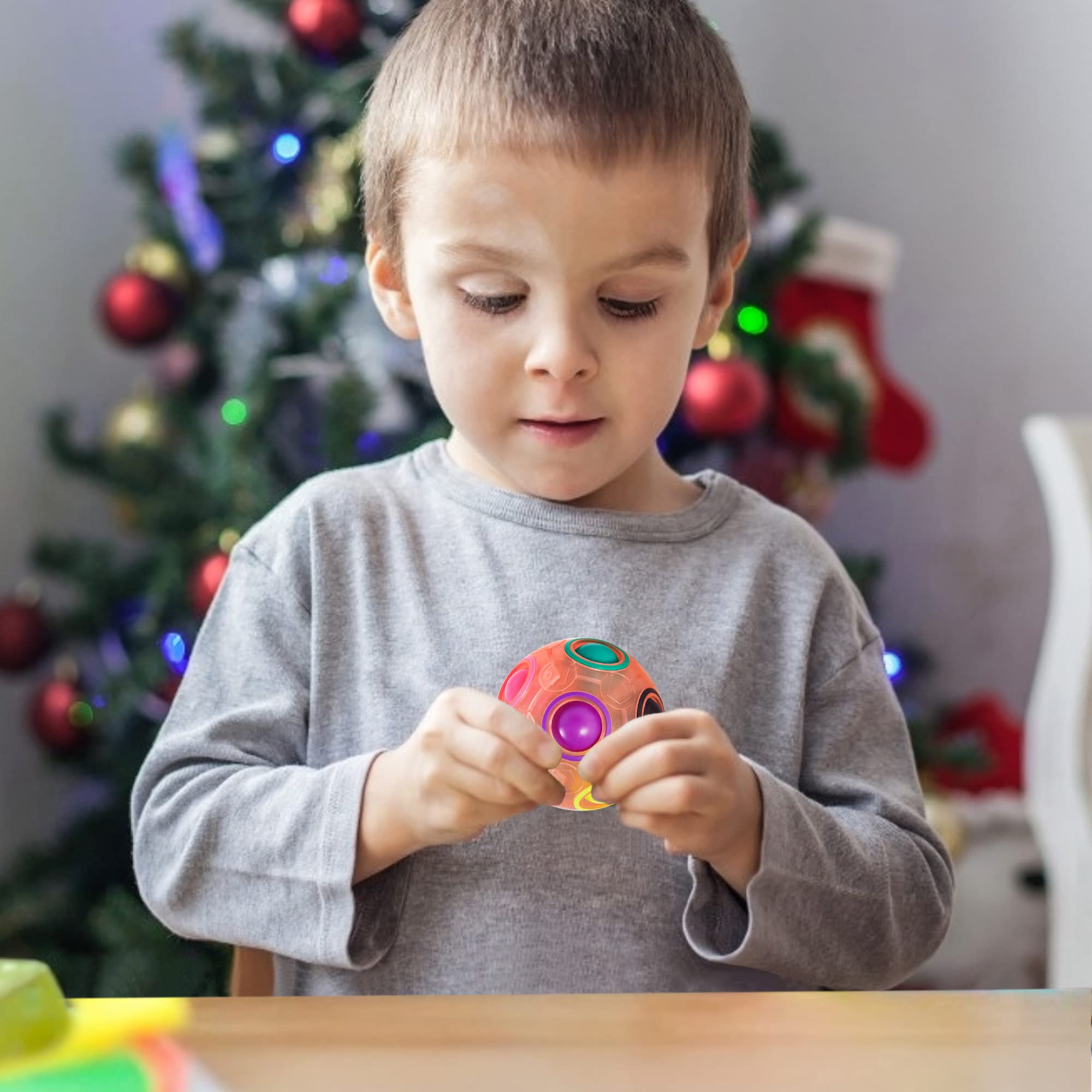 Vdealen Magic Rainbow Puzzle Ball 2-Pack – Brain Teaser Fidget Toy for Kids Teens Adults