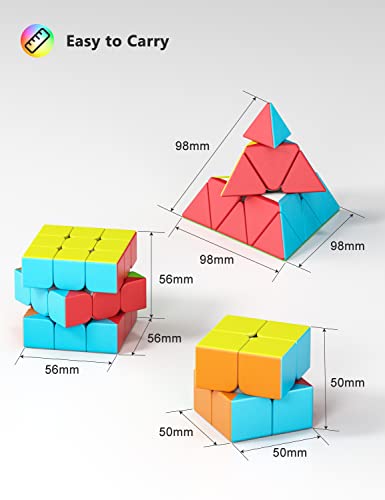 Vdealen Speed Cube Set: 2x2, 3x3, Pyramid Stickerless Puzzles for All Ages