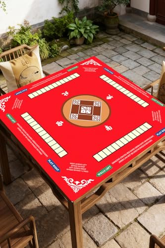 Vdisuaty Red Neoprene Mahjong Mat 31.5x31.5 Inch with Carry Bag and Dice - Anti-Slip, Waterproof, Foldable