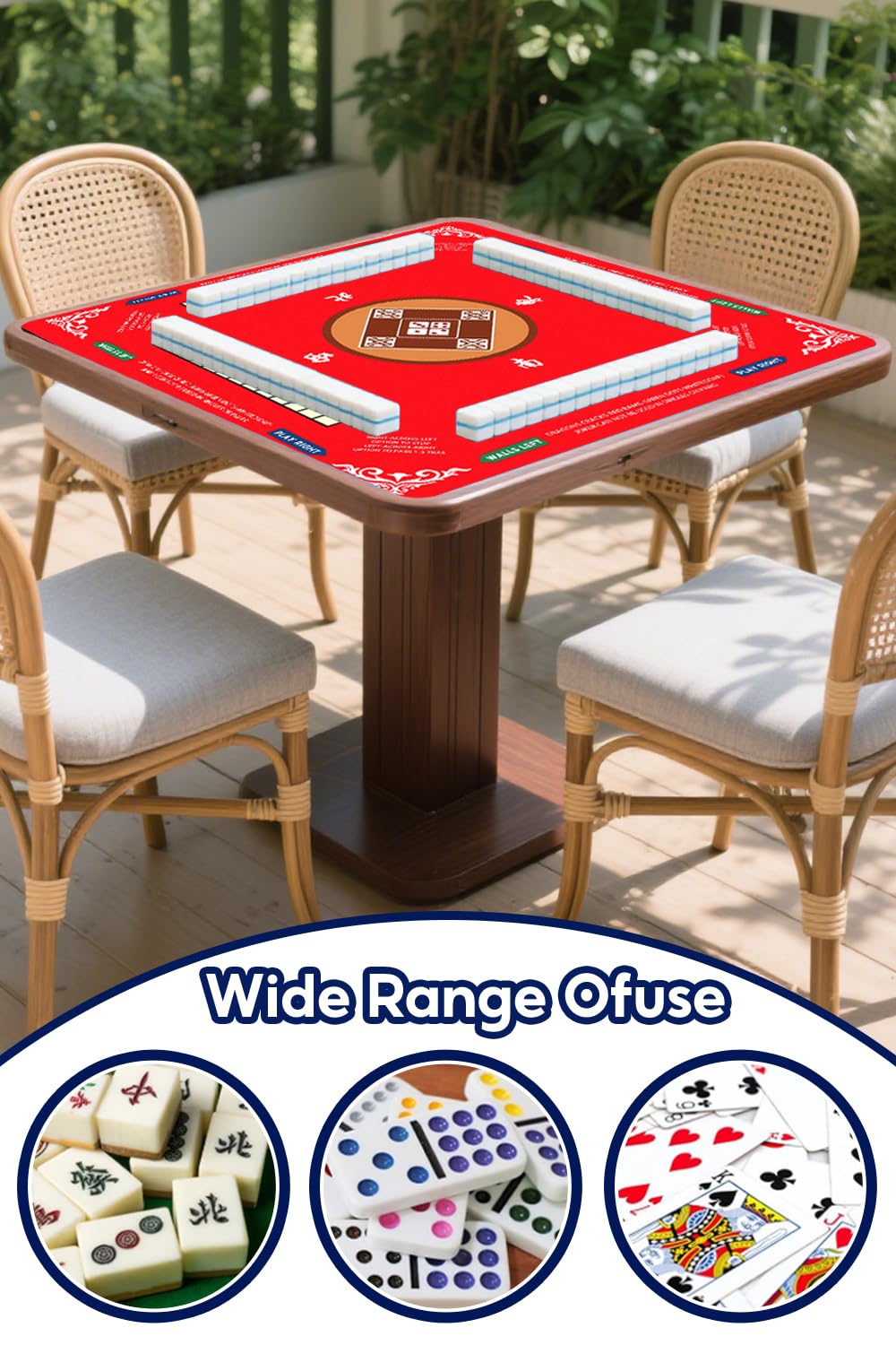 Vdisuaty Red Neoprene Mahjong Mat 31.5x31.5 Inch with Carry Bag and Dice - Anti-Slip, Waterproof, Foldable