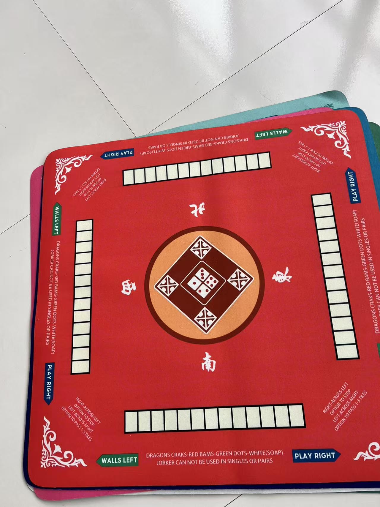 Vdisuaty Red Neoprene Mahjong Mat 31.5x31.5 Inch with Carry Bag and Dice - Anti-Slip, Waterproof, Foldable