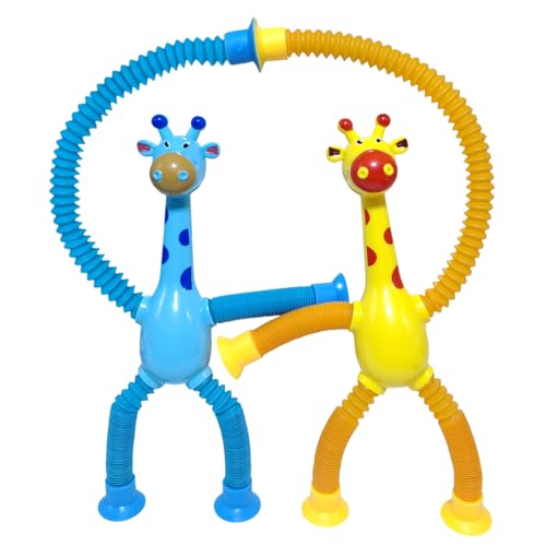 Veakeqe 8-Pack Telescopic Suction Cup Giraffe Fidget Toys - Sensory Pop Tubes for Kids Travel Easter Baskets Party Favors