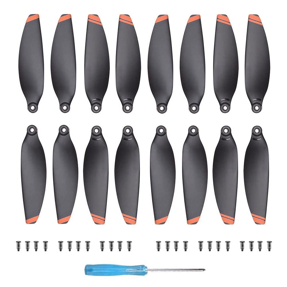 VEALONO 16-Pack Orange Replacement Propellers for DJI Mini 2 / Mini SE / Mini 2 SE / Mini 4K – Low-Noise Quick-Release Blades with Screws & Screwdriver