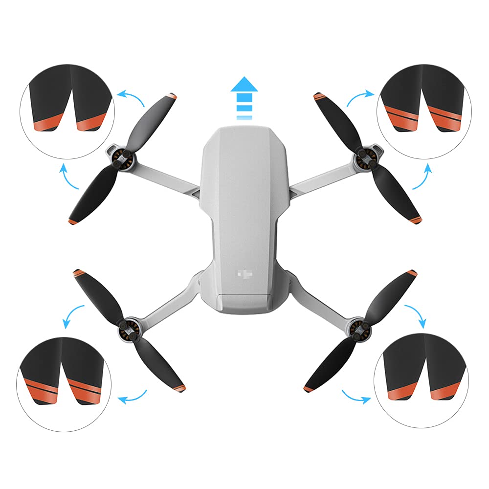 VEALONO 16-Pack Orange Replacement Propellers for DJI Mini 2 / Mini SE / Mini 2 SE / Mini 4K – Low-Noise Quick-Release Blades with Screws & Screwdriver