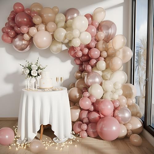 Vellax 146-Piece Dusty Pink, White Sand, Nude & Rose Gold Balloon Garland Arch Kit for Birthday, Baby Shower, Wedding & Gender Reveal