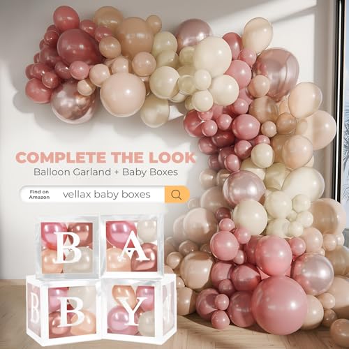 Vellax 146-Piece Dusty Pink, White Sand, Nude & Rose Gold Balloon Garland Arch Kit for Birthday, Baby Shower, Wedding & Gender Reveal
