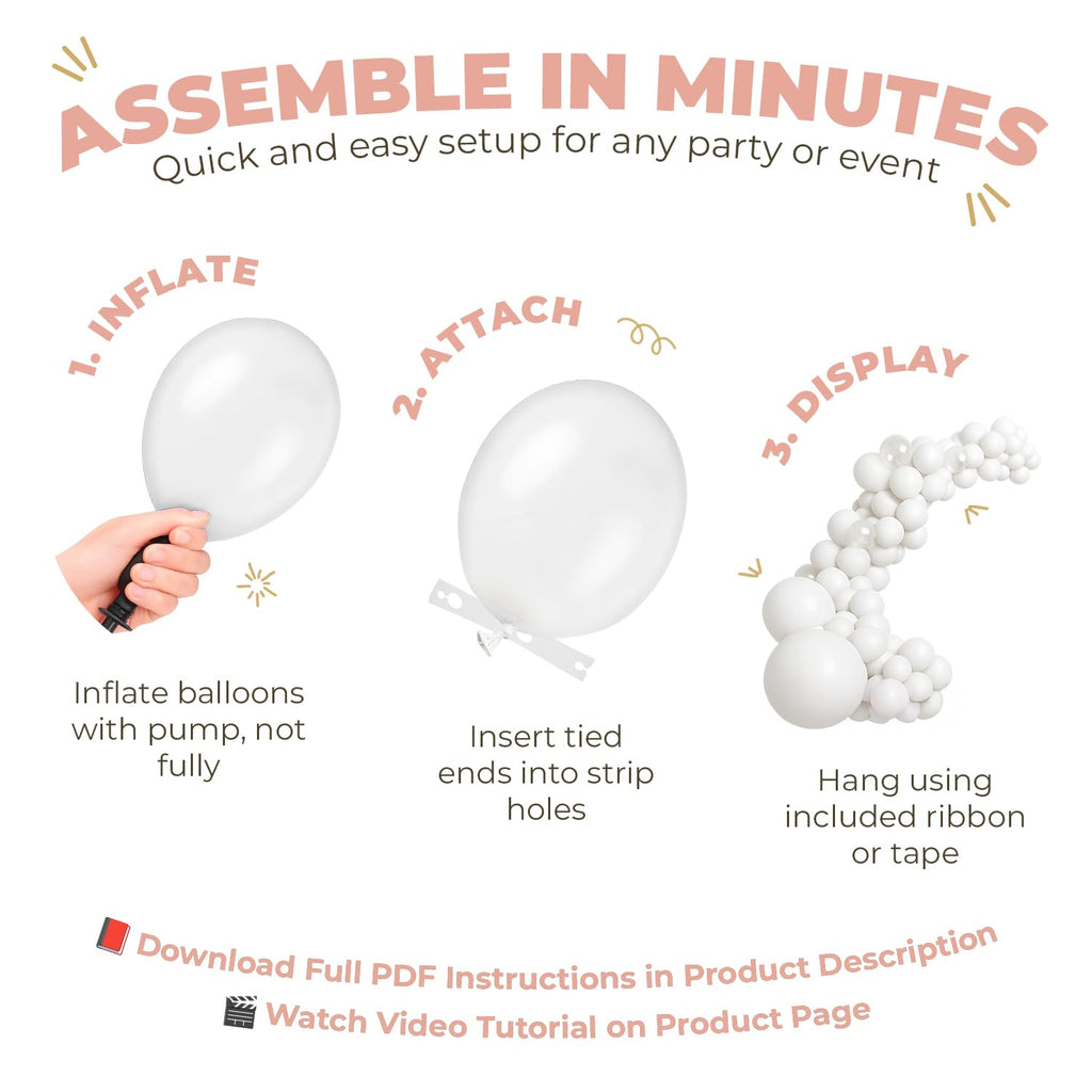 Vellax 146-Piece Dusty Pink, White Sand, Nude & Rose Gold Balloon Garland Arch Kit for Birthday, Baby Shower, Wedding & Gender Reveal