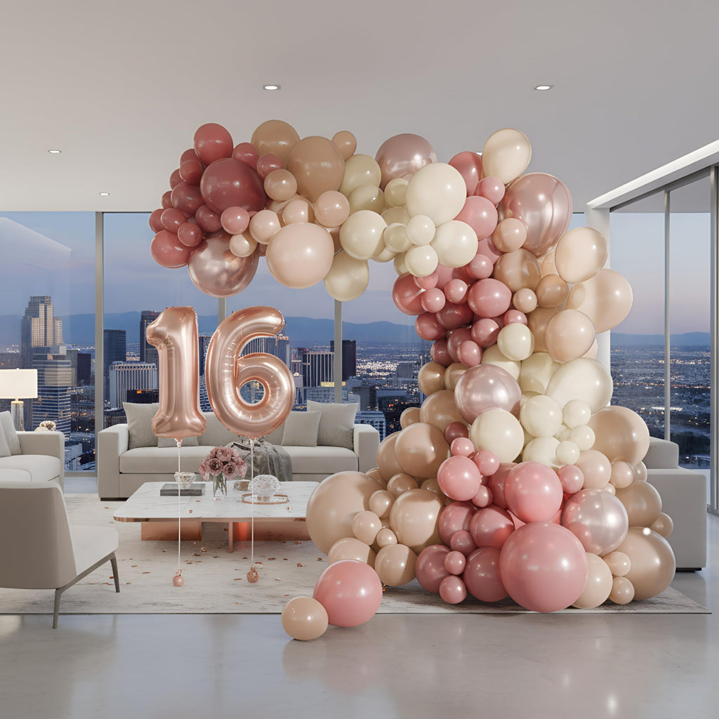 Vellax 146-Piece Dusty Pink, White Sand, Nude & Rose Gold Balloon Garland Arch Kit for Birthday, Baby Shower, Wedding & Gender Reveal